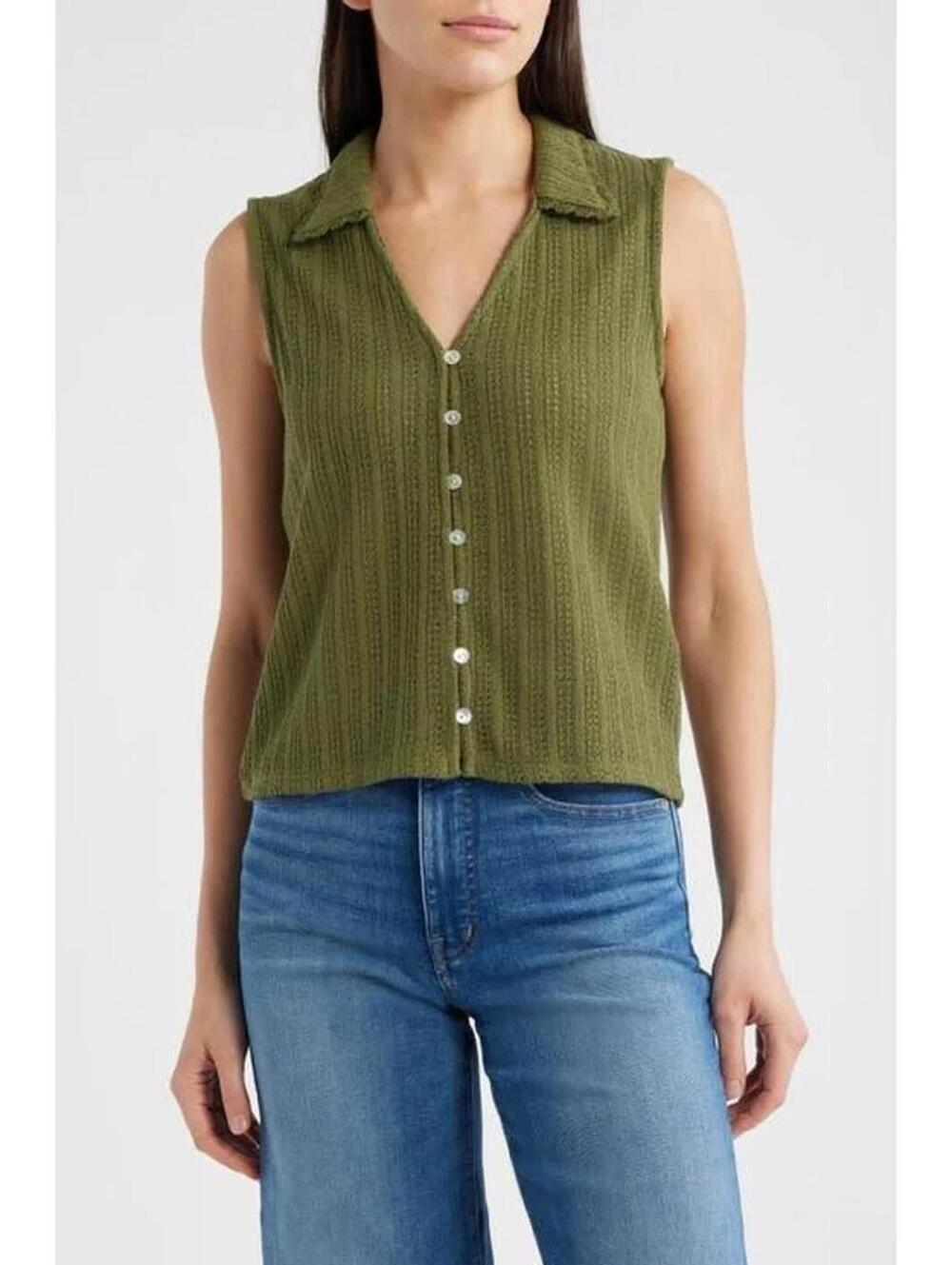 NWT! Madewell Knit V-Neck Sweater Vest in Laurel Green Size XL